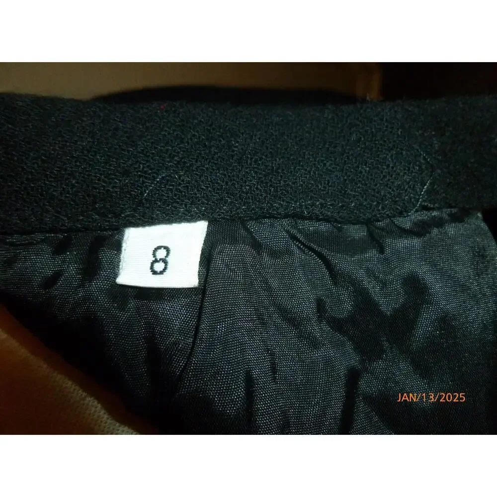Vintage Black Pencil Skirt Size 8‎ Solid Knee Length Career Professional Lined
